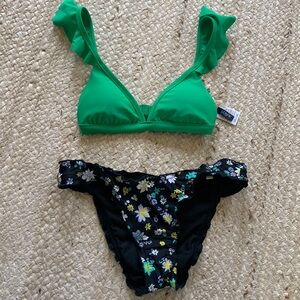 Jcrew Ruffle Strap Bikini Top XS Lined Swimsuit